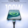 Subblim Cable PowerMag LED 100W USB-C a USB-C, 2m, Negro